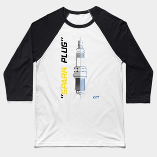 Spark Plug Draw and Blueprint Art Baseball T-Shirt